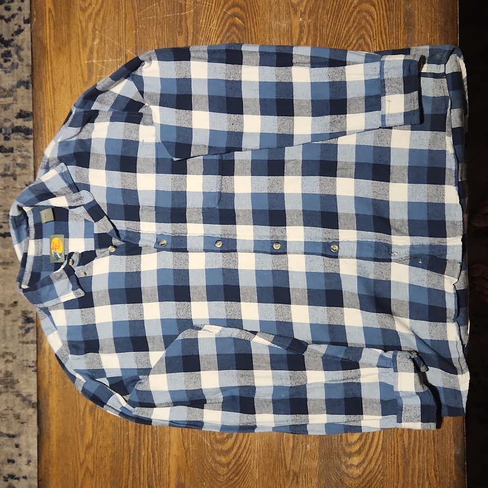 Bass Pro Shop (Large) Blue Plaid Long Sleeve Button Up
